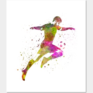 Soccer player in watercolor Posters and Art